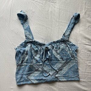 Pacsun blue bandana print tie-front tank size M
